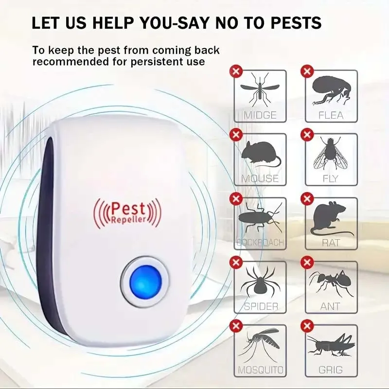 4-Pack Ultrasonic Plug-In Insect Repellent - Non-Toxic Pest Control for Home & Office