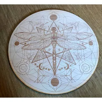 6 Inch Dragonfly Flower of Life Crystal Grid