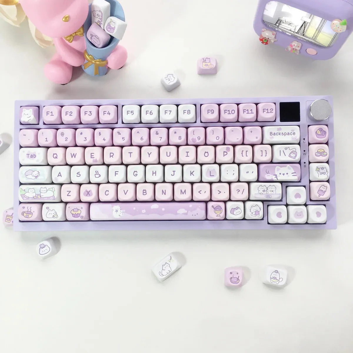 95 Keys Dessert Cat Pastel Kawaii KEYCAPS (No Keyboard)