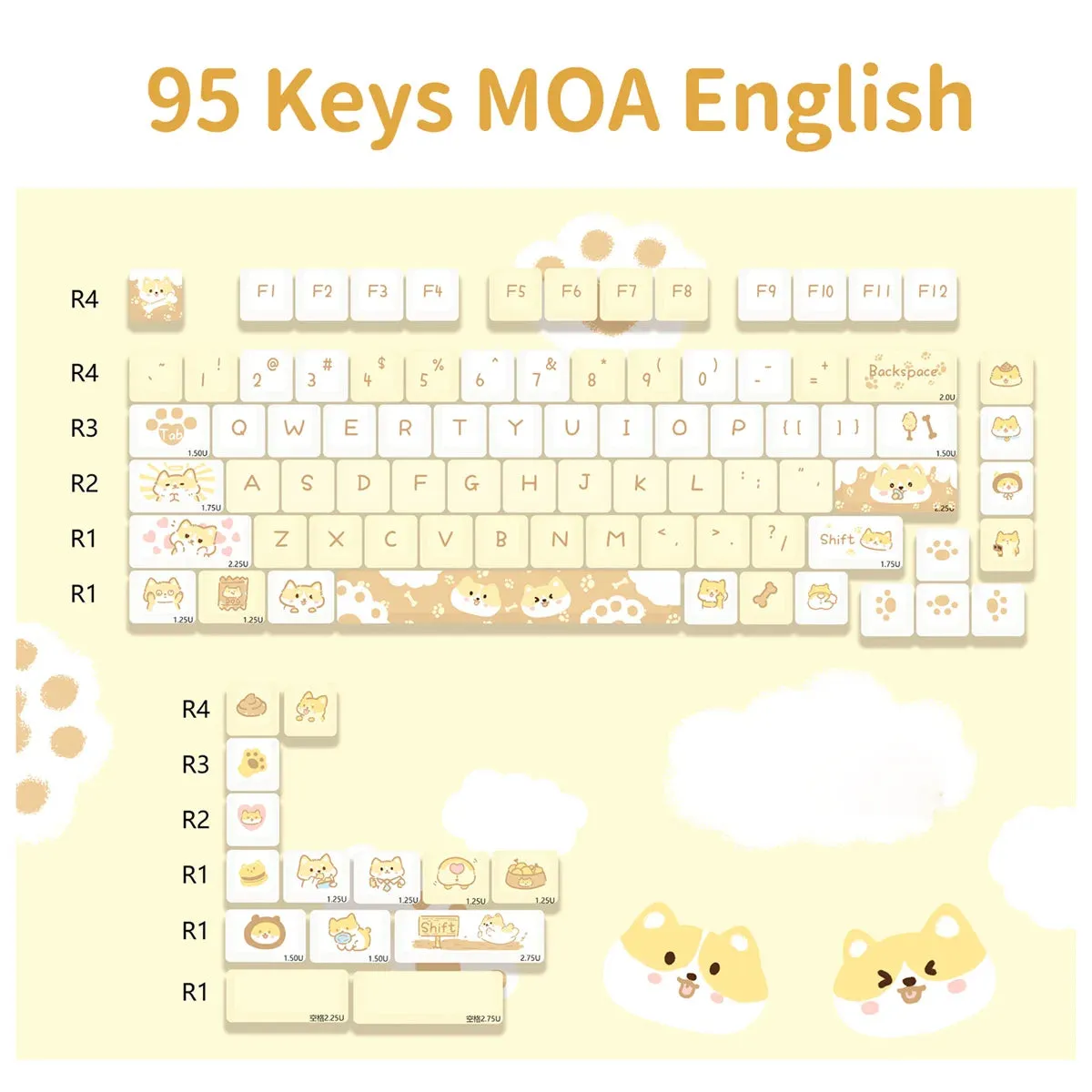 95 Keys Dessert Cat Pastel Kawaii KEYCAPS (No Keyboard)