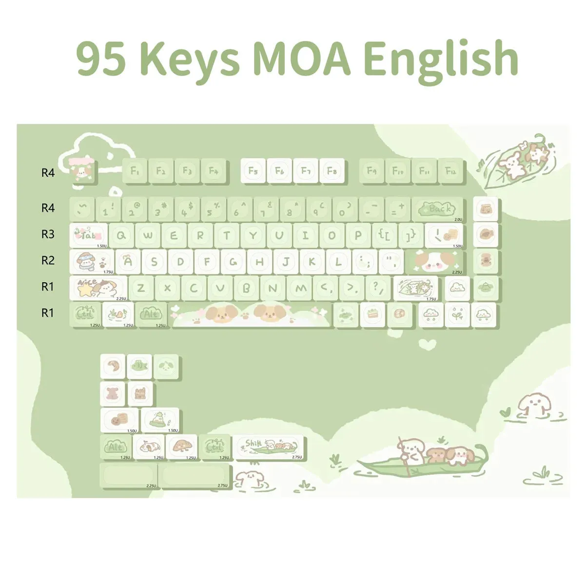 95 Keys Dessert Cat Pastel Kawaii KEYCAPS (No Keyboard)
