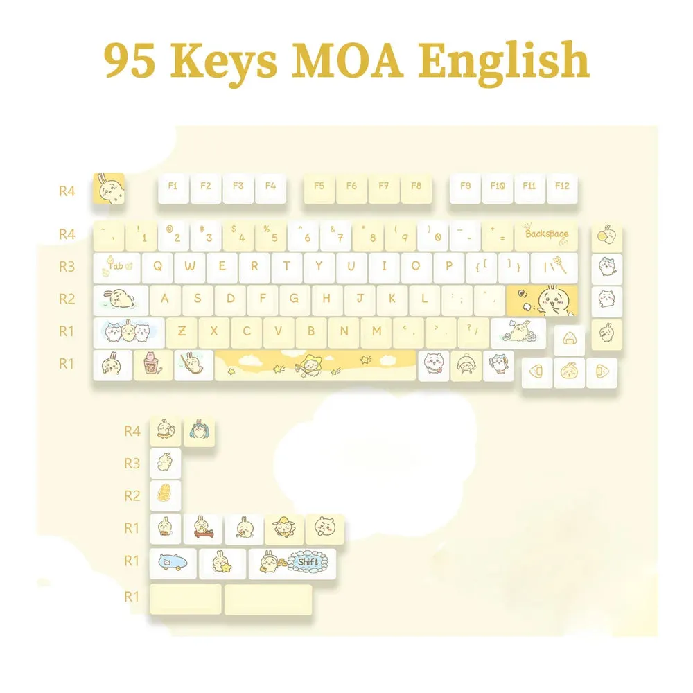 95 Keys Dessert Cat Pastel Kawaii KEYCAPS (No Keyboard)