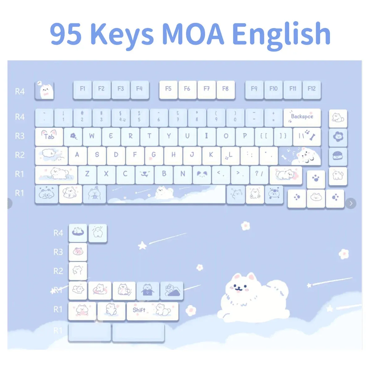95 Keys Dessert Cat Pastel Kawaii KEYCAPS (No Keyboard)