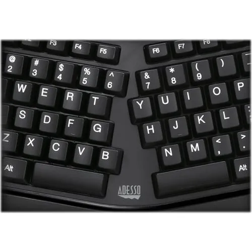 Adesso - Tru-Form WKB-4500UB Ergonomic Full-size Wireless Membrane Keyboard with Touchpad - Black