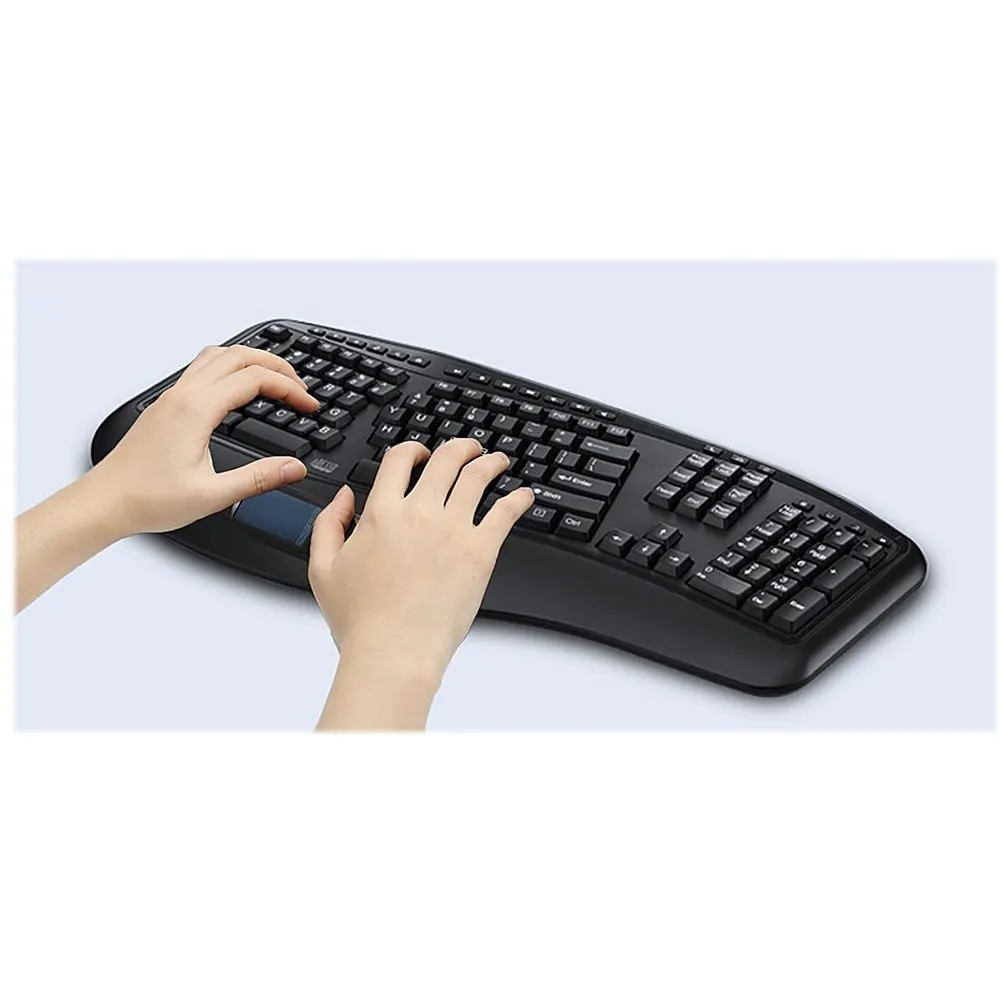 Adesso - Tru-Form WKB-4500UB Ergonomic Full-size Wireless Membrane Keyboard with Touchpad - Black