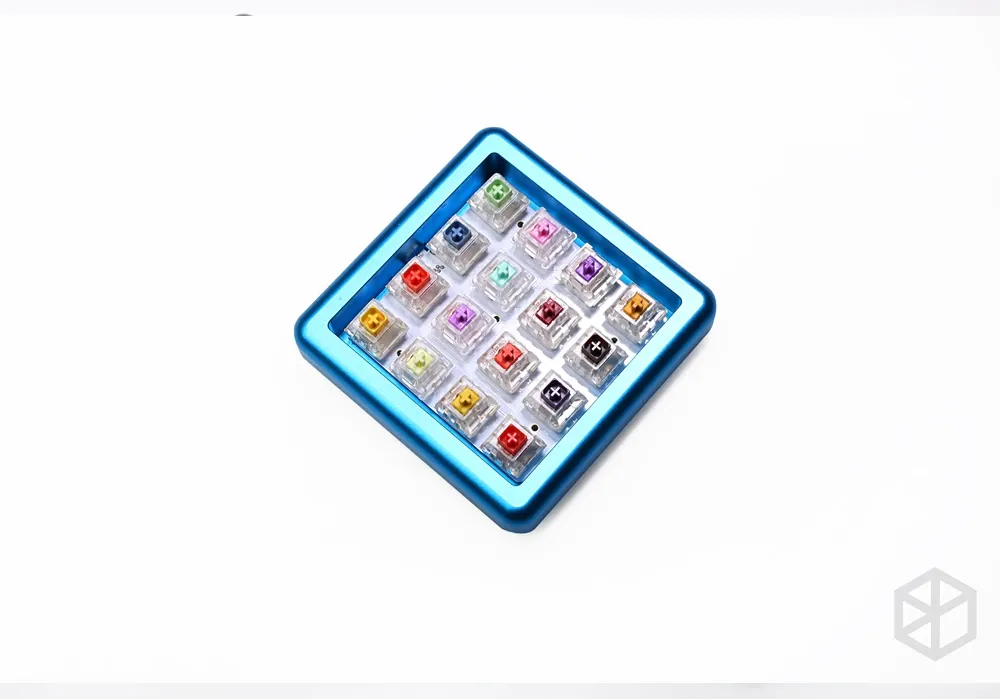 Anodized Aluminium cubic case for bm16a keyboard acrylic panels stalinite diffuser can support Rotary brace supporter