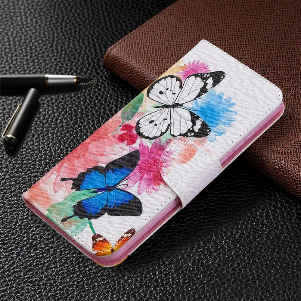 Anymob Huawei Blue Green Ombre Leaf and Birds Flip Mobile Protective Case