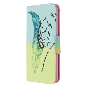 Anymob Huawei Blue Green Ombre Leaf and Birds Flip Mobile Protective Case