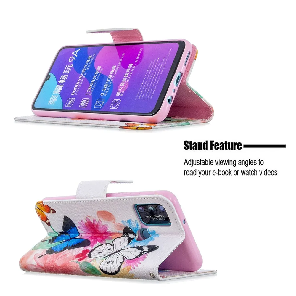 Anymob Huawei Blue Green Ombre Leaf and Birds Flip Mobile Protective Case