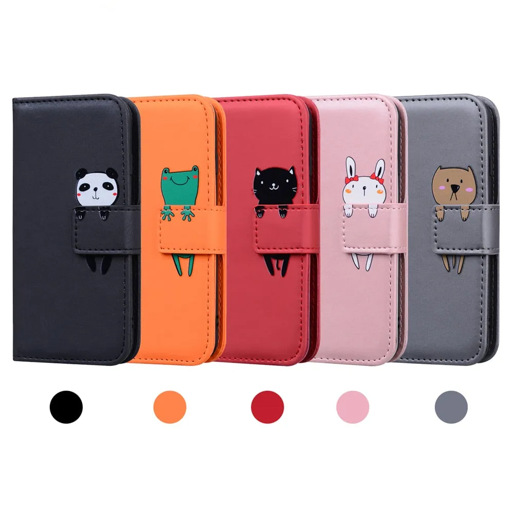 Anymob Huawei Honor Black Leather Case Flip Wallet Back Cover Phone Shell