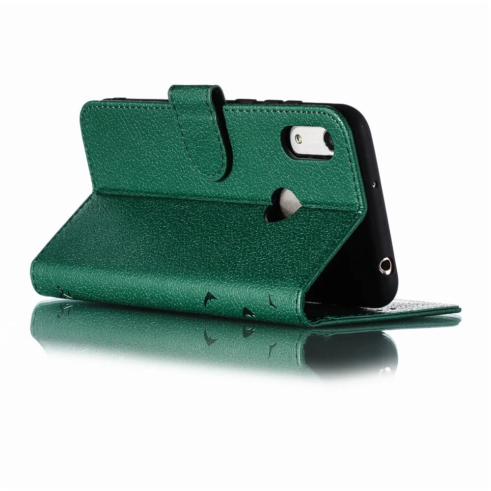 Anymob Huawei Honor Green Leather Cases Flip Wallet Cover Phone Cover Protection