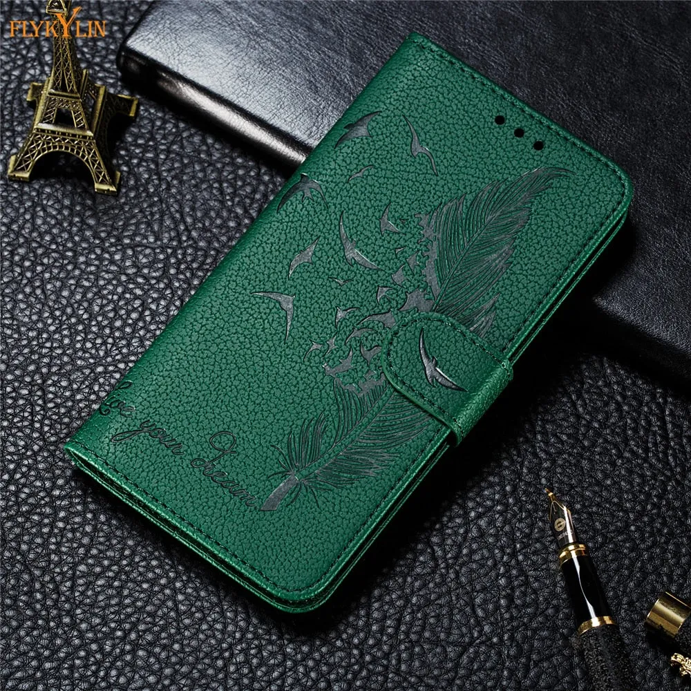 Anymob Huawei Honor Green Leather Cases Flip Wallet Cover Phone Cover Protection