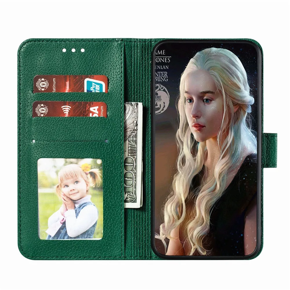 Anymob Huawei Honor Green Leather Cases Flip Wallet Cover Phone Cover Protection