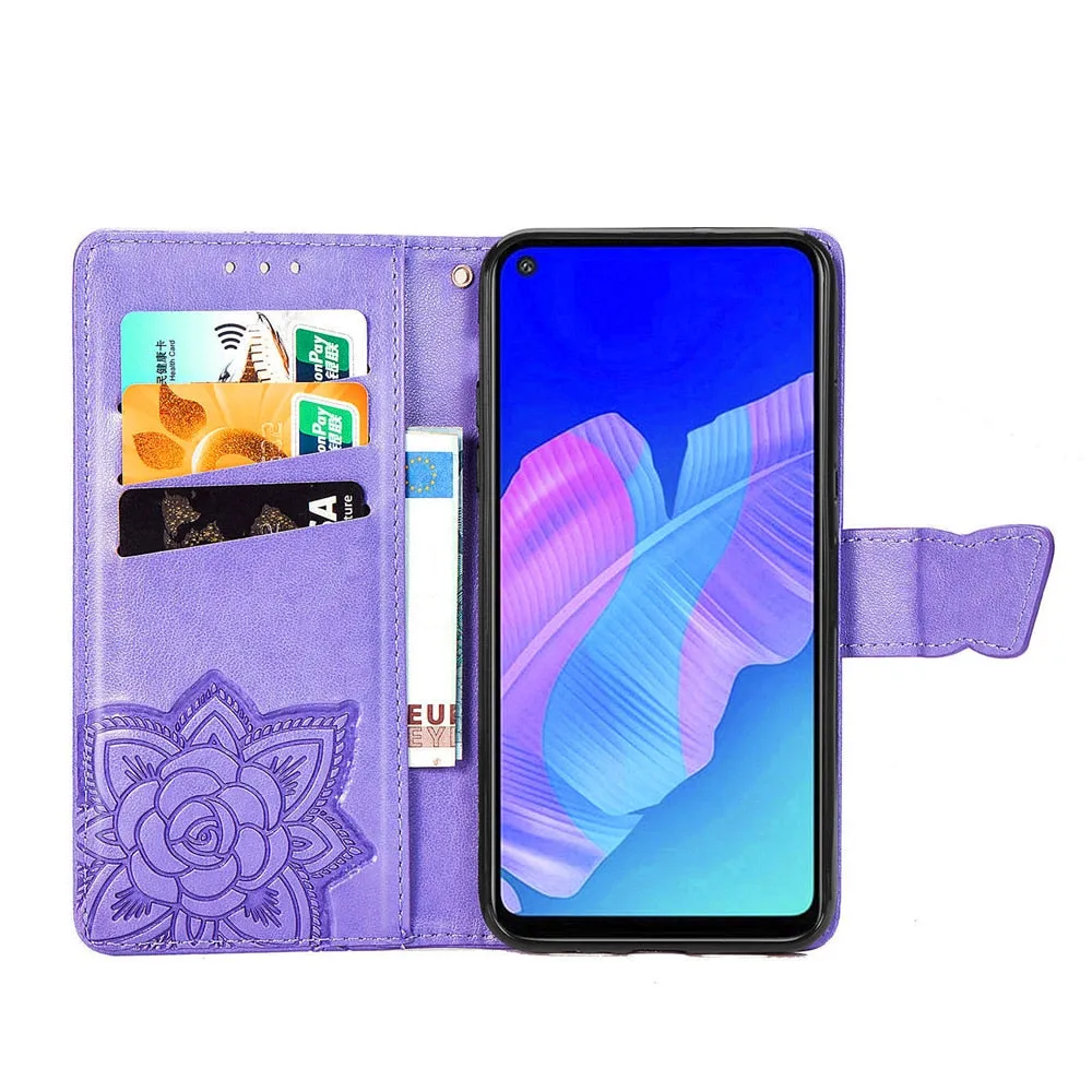 Anymob Huawei Phone Case Purple Wallet Leather Flip Wallet Cover