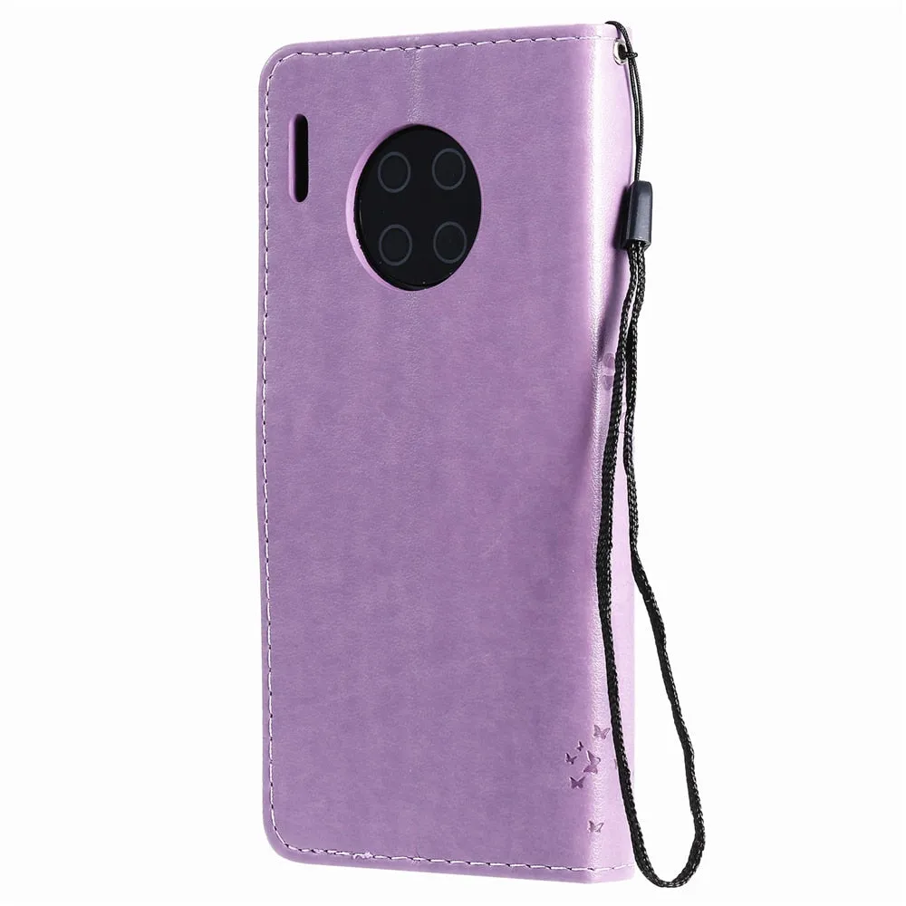 Anymob Huawei Purple Leather Flip Case Wallet Cover Cat Phone Shell