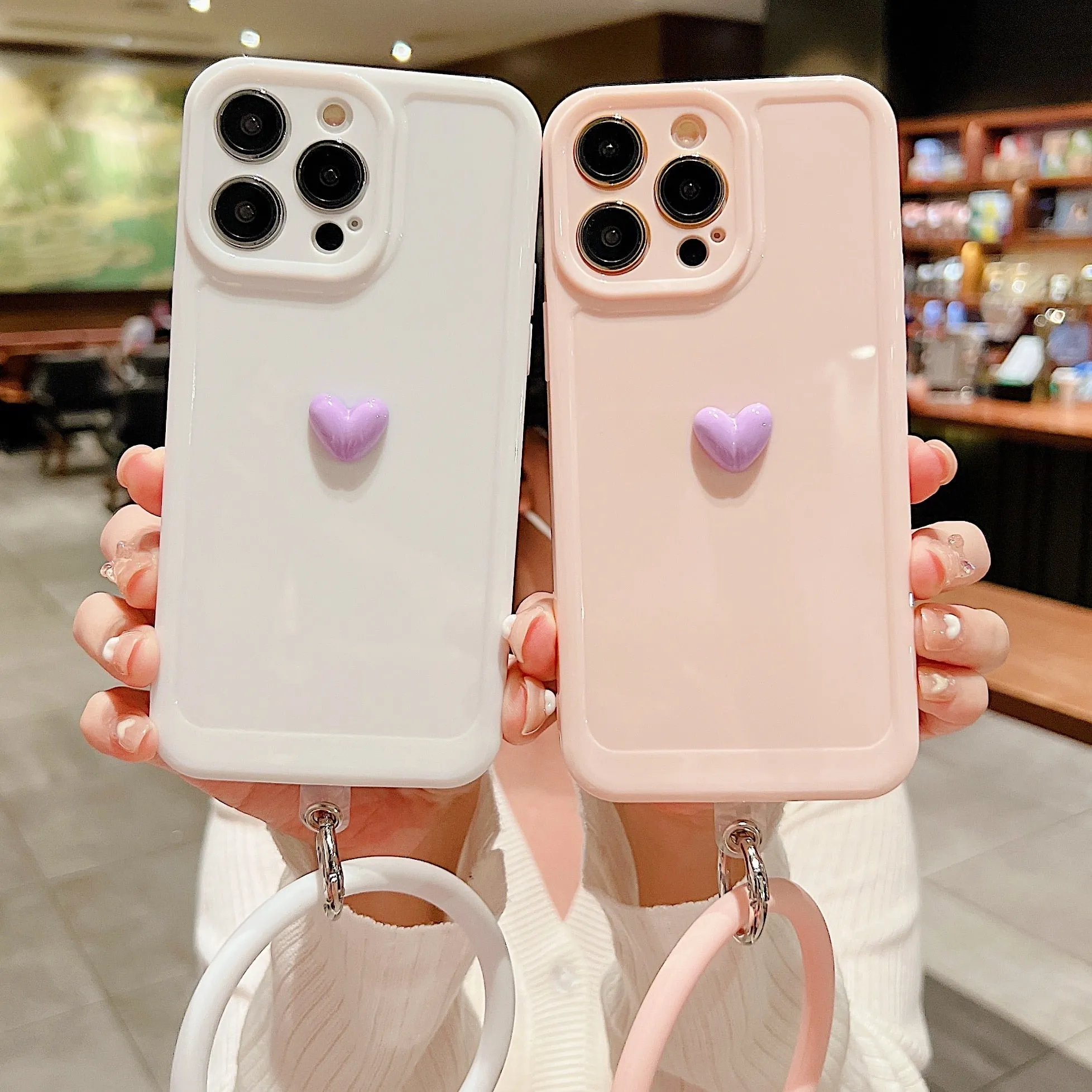 Anymob iPhone Black And Orange 3D Love Heart Bracelet Phone Case Shockproof Soft Silicone Cover