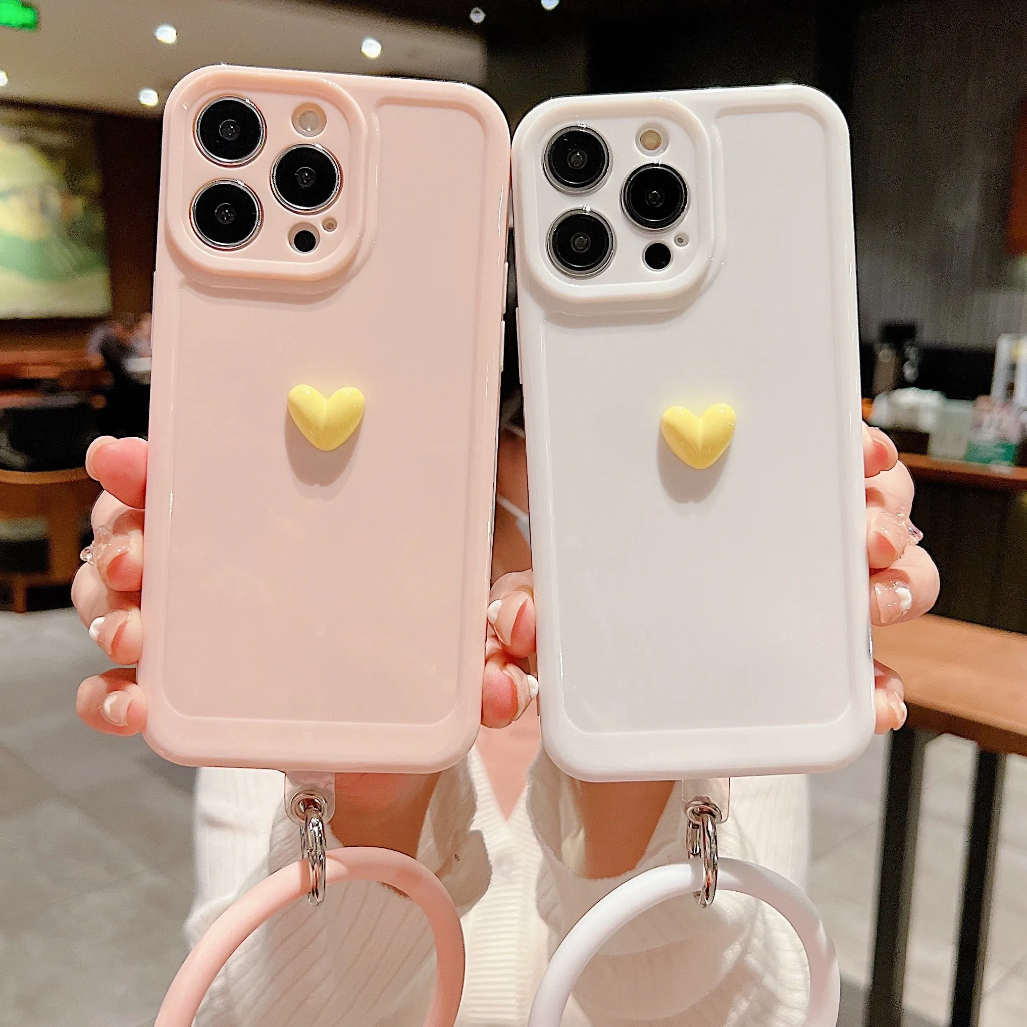 Anymob iPhone Black And Orange 3D Love Heart Bracelet Phone Case Shockproof Soft Silicone Cover