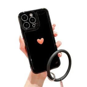 Anymob iPhone Black And Orange 3D Love Heart Bracelet Phone Case Shockproof Soft Silicone Cover