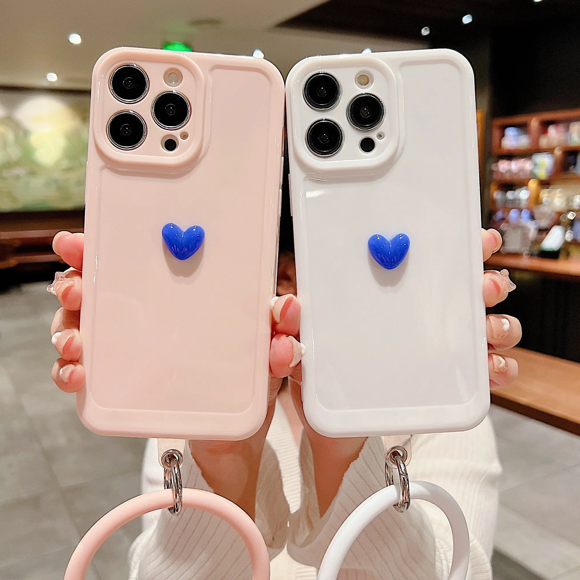 Anymob iPhone Black And Orange 3D Love Heart Bracelet Phone Case Shockproof Soft Silicone Cover