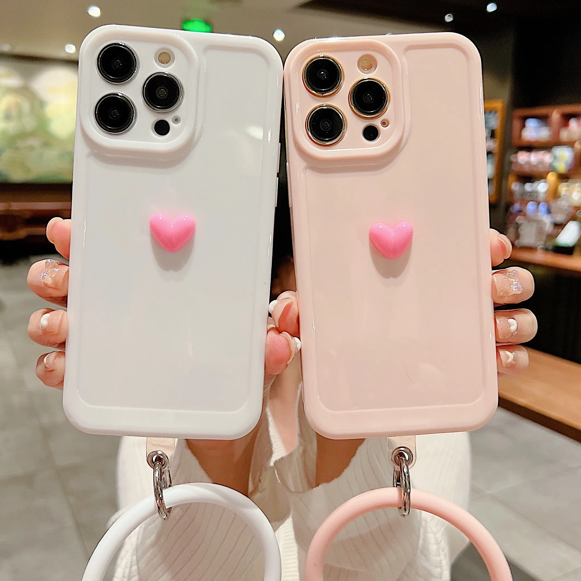 Anymob iPhone Black And Orange 3D Love Heart Bracelet Phone Case Shockproof Soft Silicone Cover