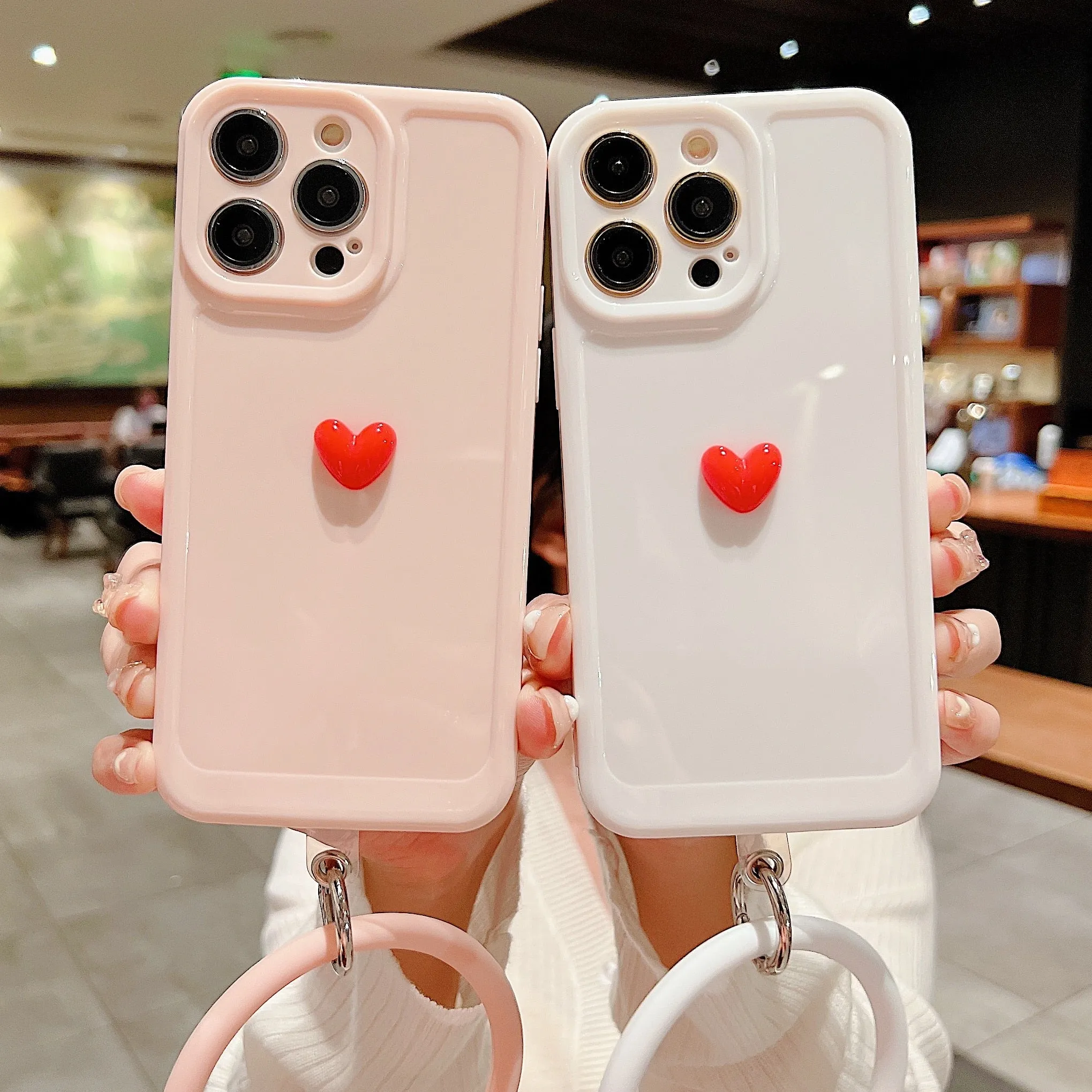 Anymob iPhone Black And Orange 3D Love Heart Bracelet Phone Case Shockproof Soft Silicone Cover