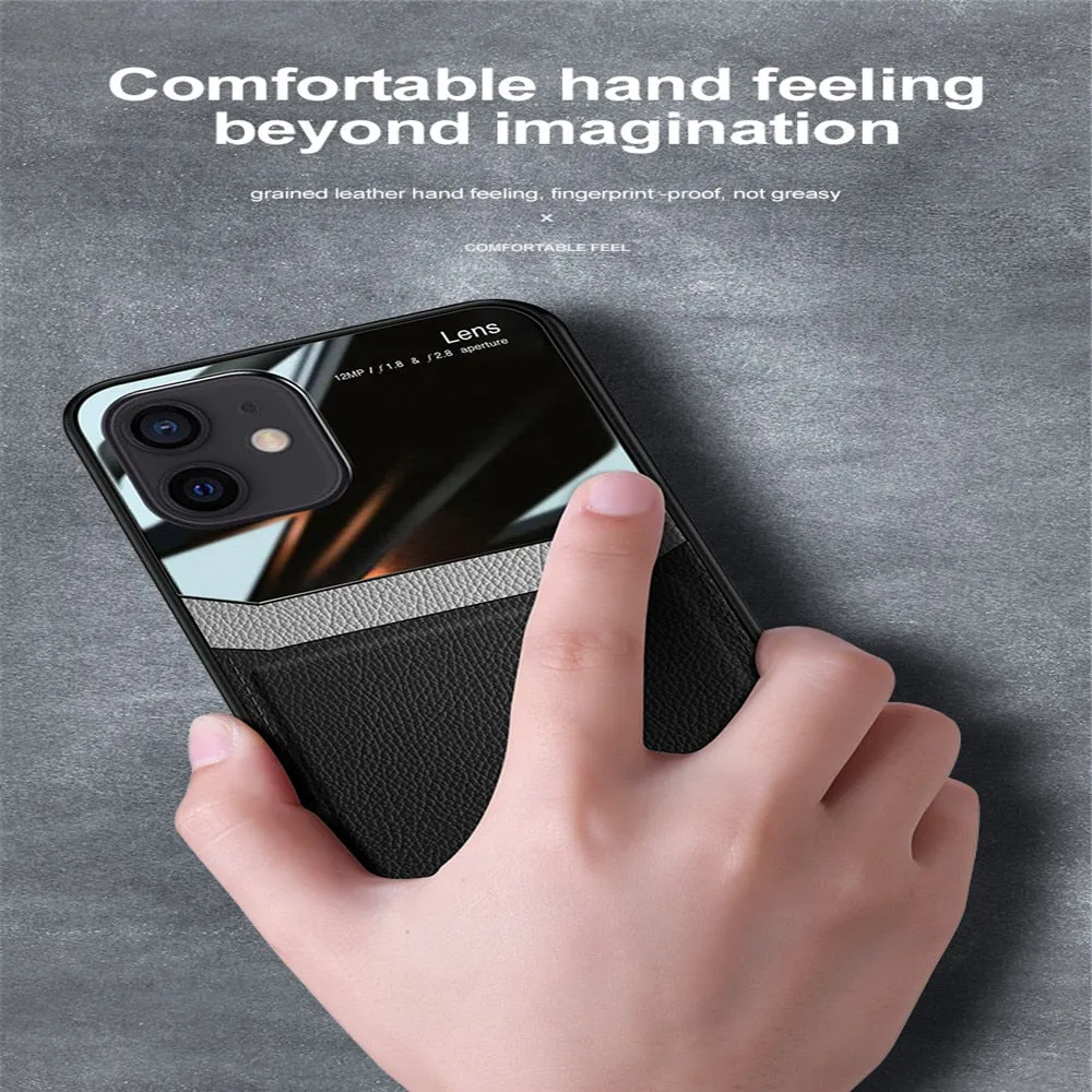 Anymob iPhone Black Anti-drop Pattern Phone Case Leather Back Cover