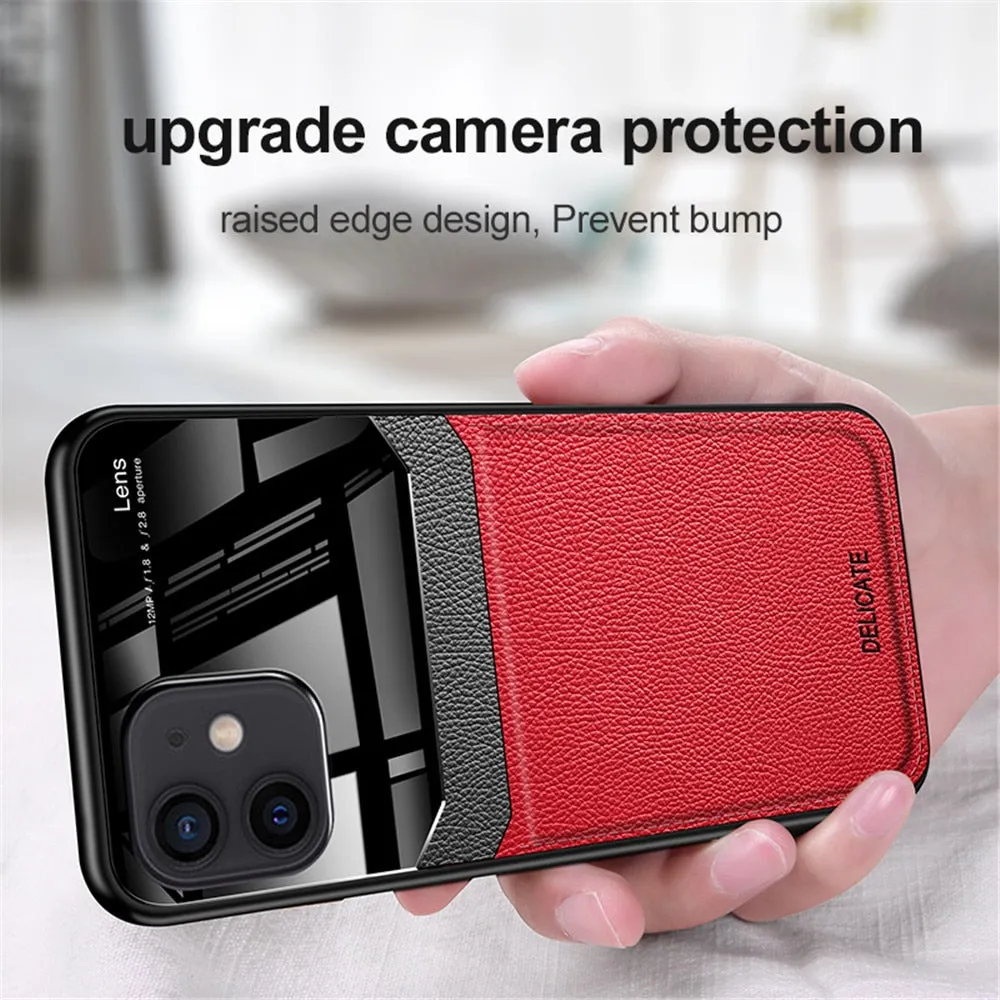 Anymob iPhone Black Anti-drop Pattern Phone Case Leather Back Cover