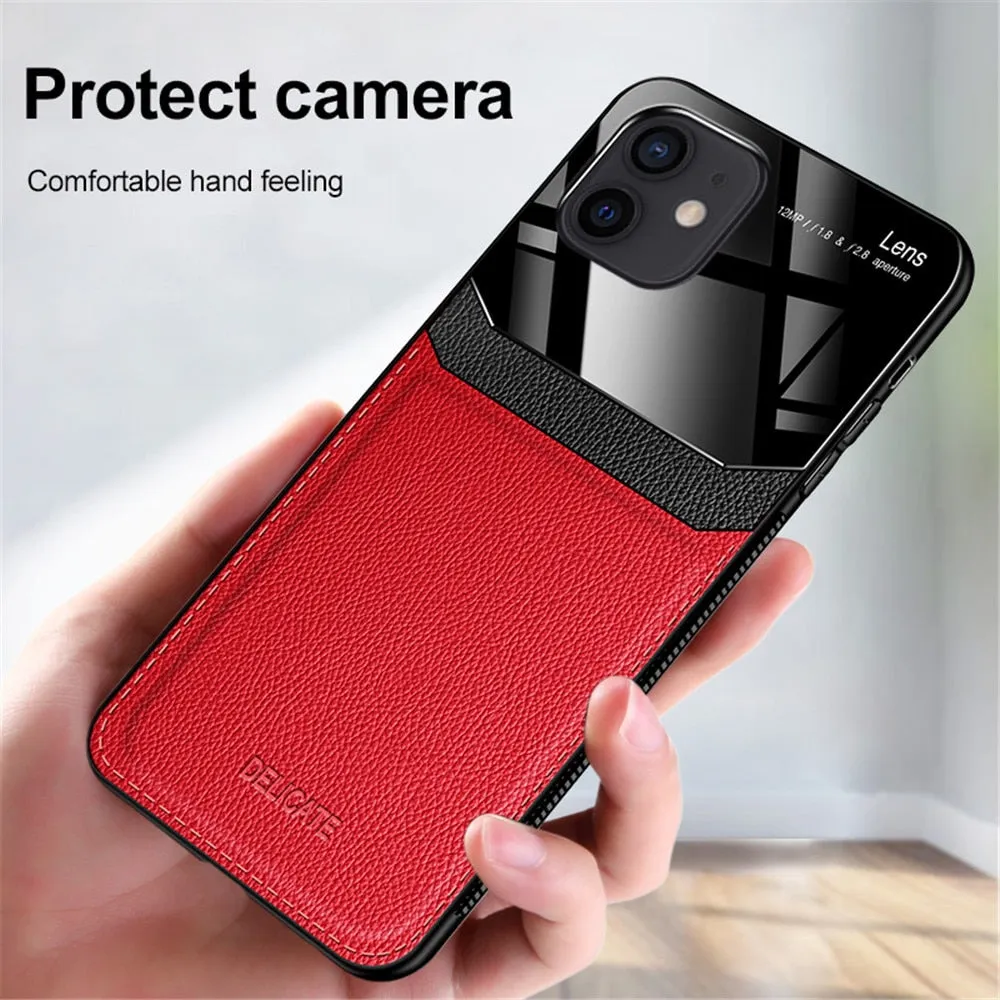 Anymob iPhone Black Anti-drop Pattern Phone Case Leather Back Cover