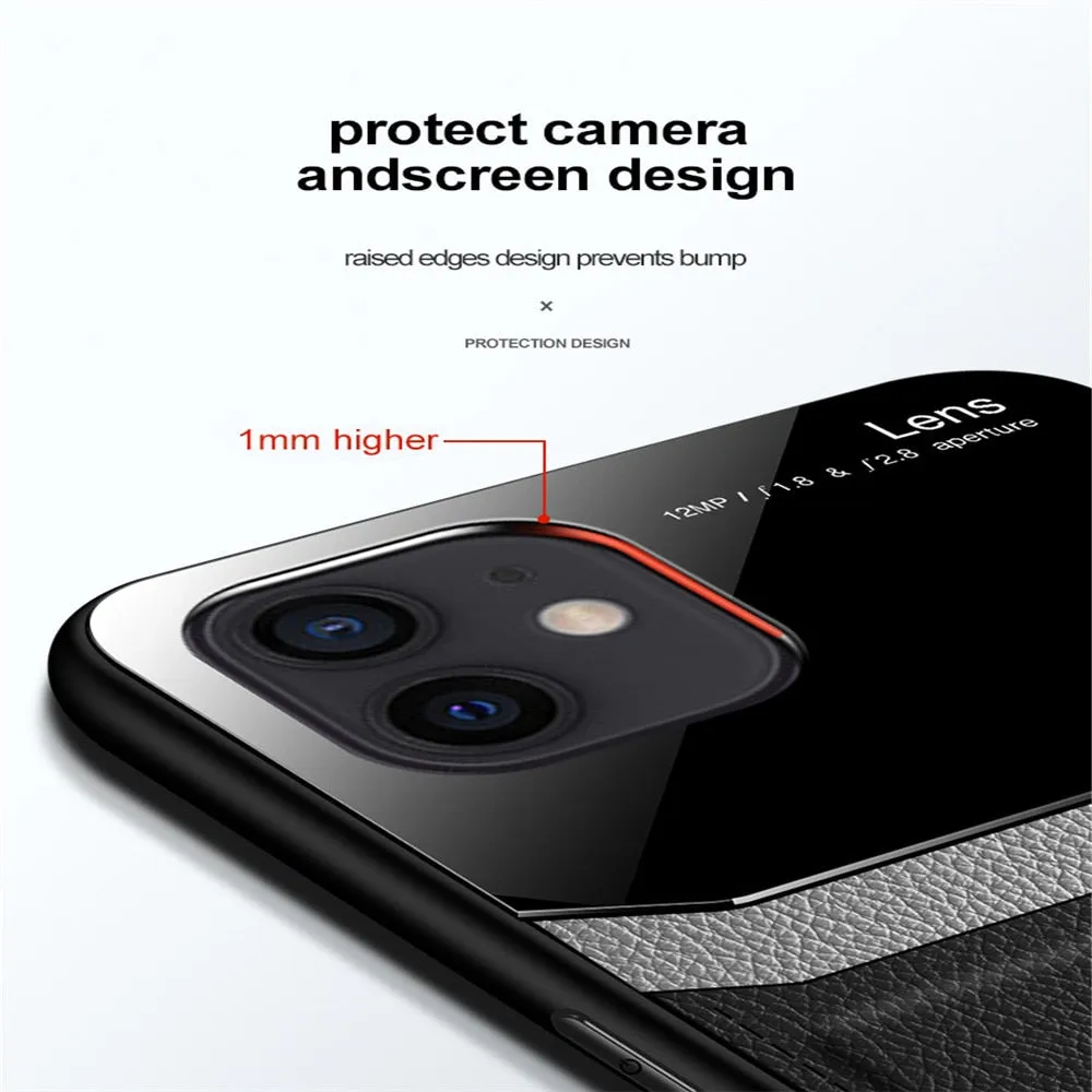 Anymob iPhone Black Anti-drop Pattern Phone Case Leather Back Cover