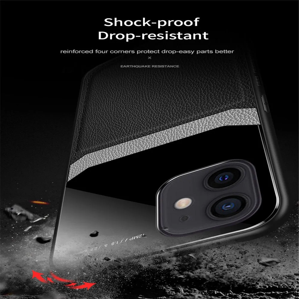Anymob iPhone Black Anti-drop Pattern Phone Case Leather Back Cover