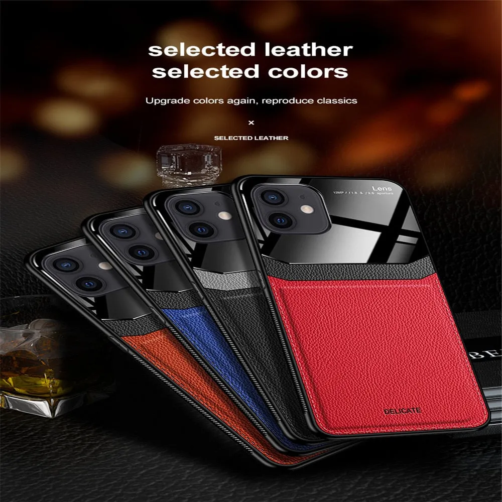 Anymob iPhone Black Anti-drop Pattern Phone Case Leather Back Cover