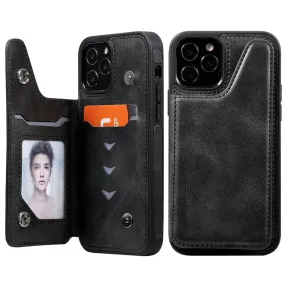 Anymob iPhone Black Business Flip Case Wallet Leather Shell Cover