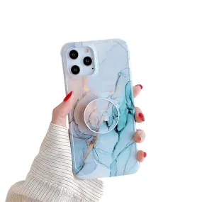 Anymob iPhone Blue Green Ring Protection Phone Case Gradient Marble Corner Shockproof Cover