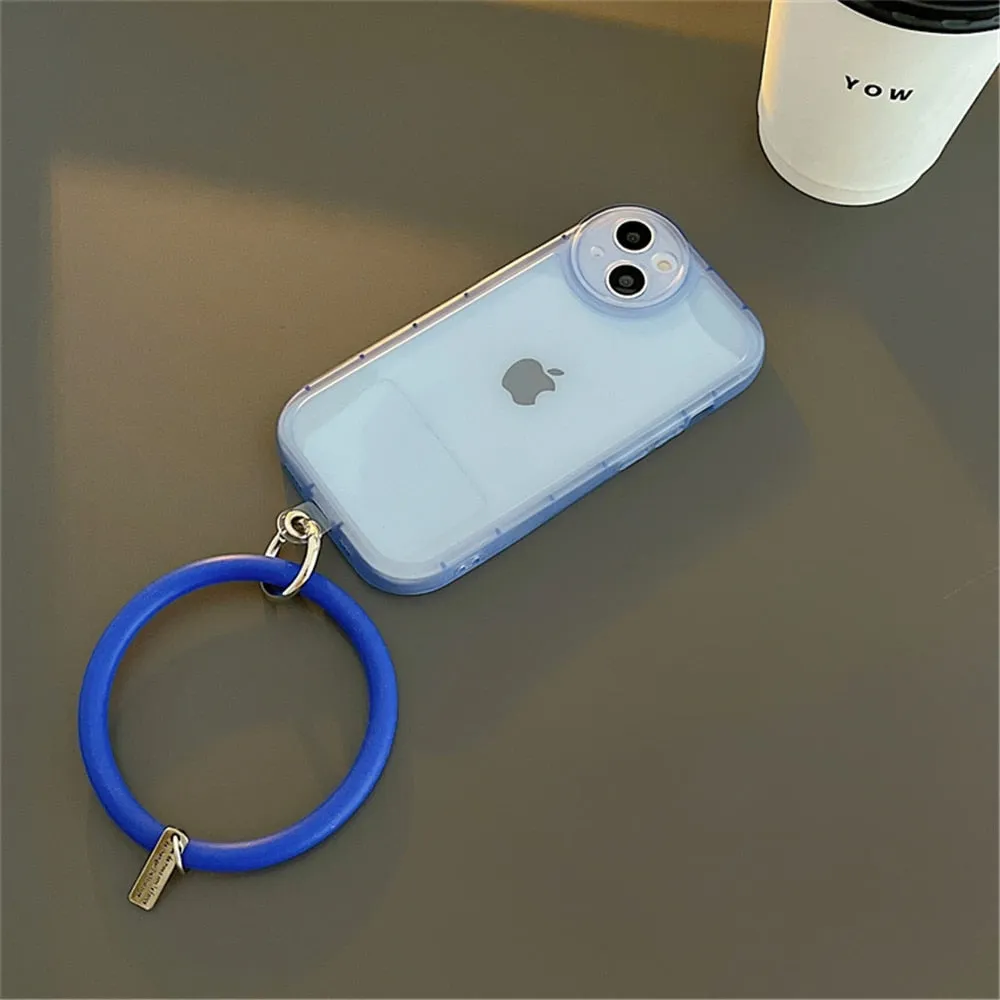 Anymob iPhone Blue Stylish Wristband Ring Clear Soft Phone Case Shockproof Bracelet Silicon Cover