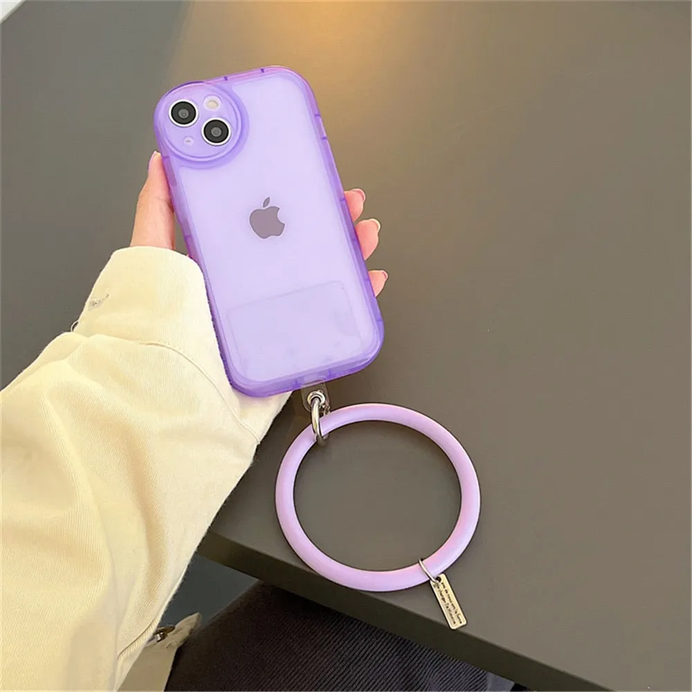 Anymob iPhone Blue Stylish Wristband Ring Clear Soft Phone Case Shockproof Bracelet Silicon Cover