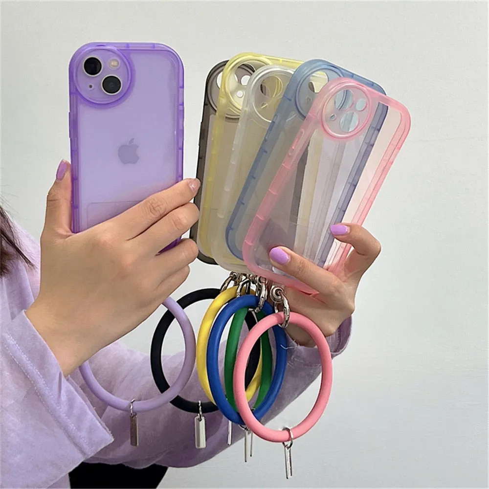 Anymob iPhone Blue Stylish Wristband Ring Clear Soft Phone Case Shockproof Bracelet Silicon Cover