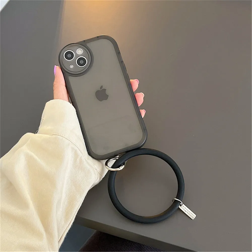 Anymob iPhone Blue Stylish Wristband Ring Clear Soft Phone Case Shockproof Bracelet Silicon Cover