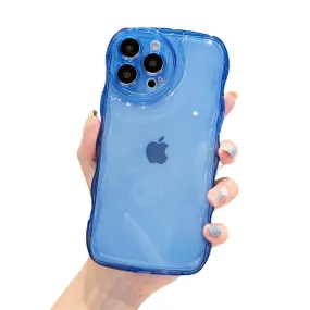 Anymob iPhone Blue Transparent Fluorescent Curly Wave Case Shockproof Silicone Cover