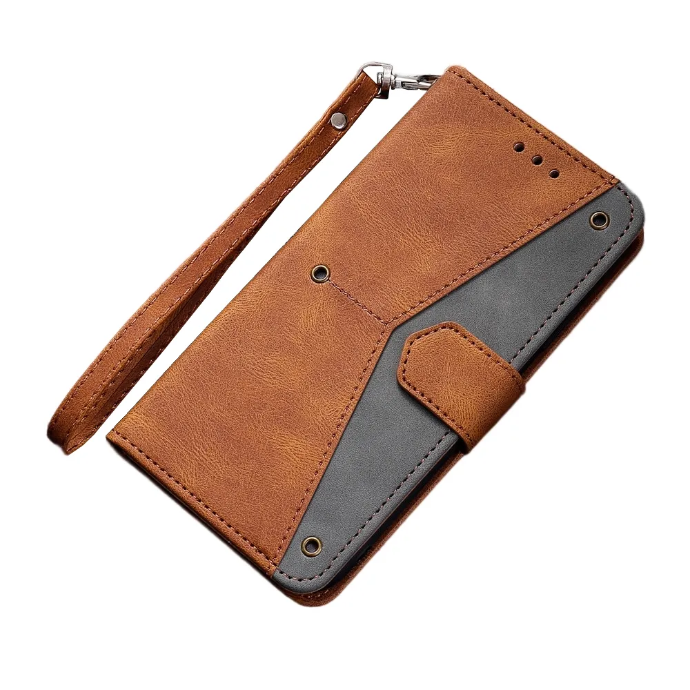 Anymob IPhone Brown Splicing Flip Leather Phone Cases Wallet Book Style Cover