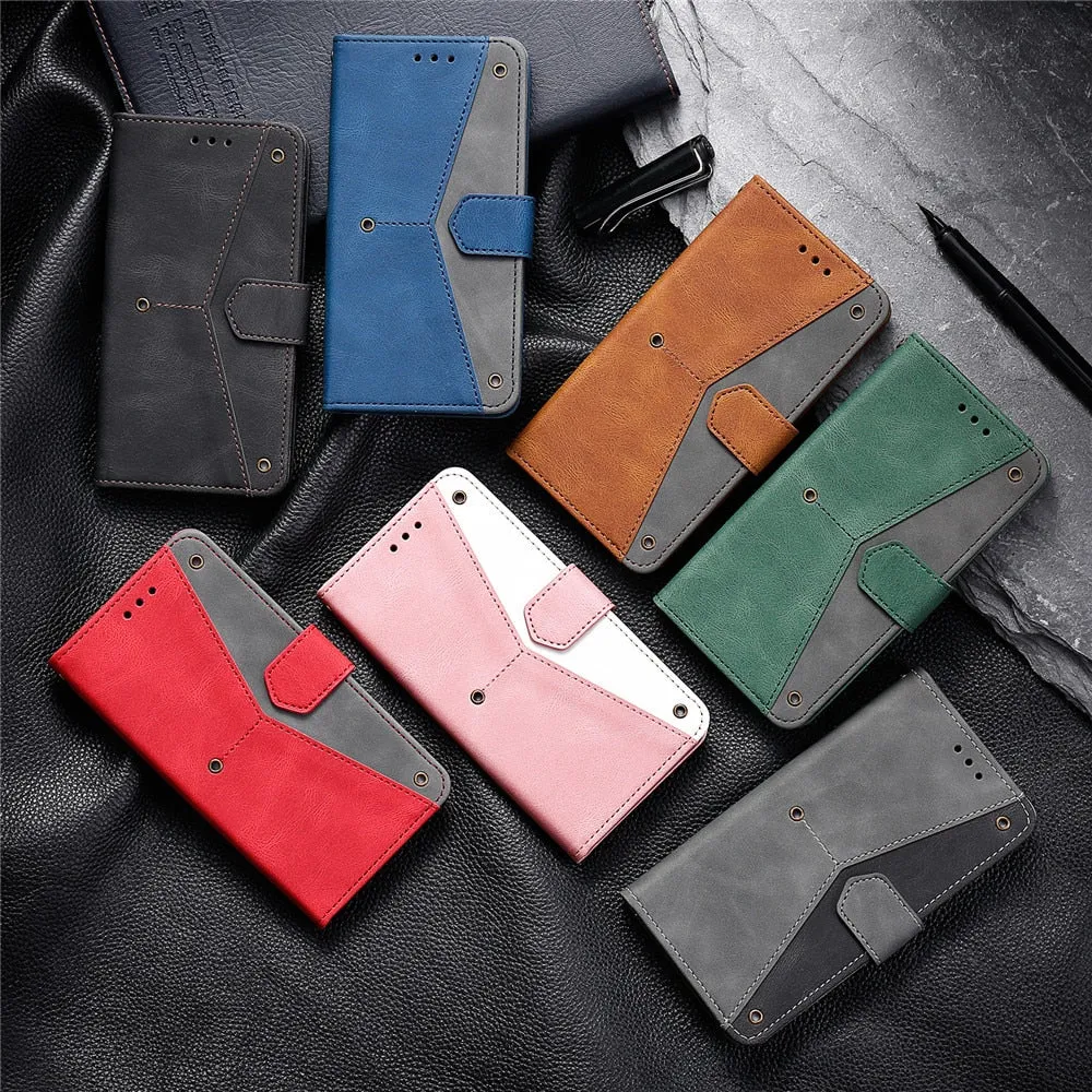 Anymob IPhone Brown Splicing Flip Leather Phone Cases Wallet Book Style Cover