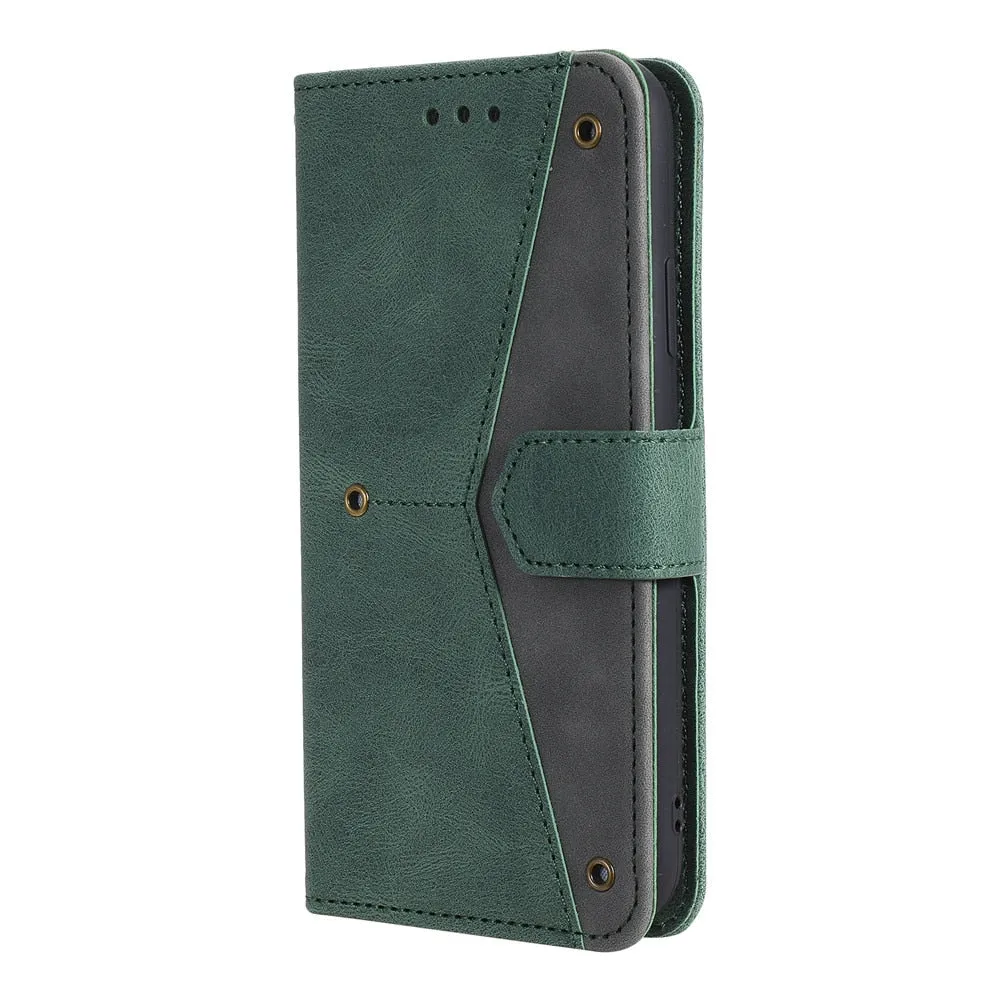 Anymob IPhone Brown Splicing Flip Leather Phone Cases Wallet Book Style Cover