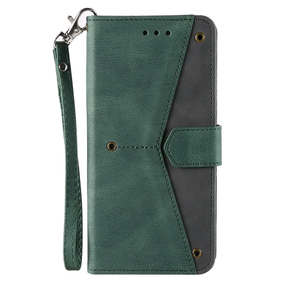 Anymob IPhone Brown Splicing Flip Leather Phone Cases Wallet Book Style Cover