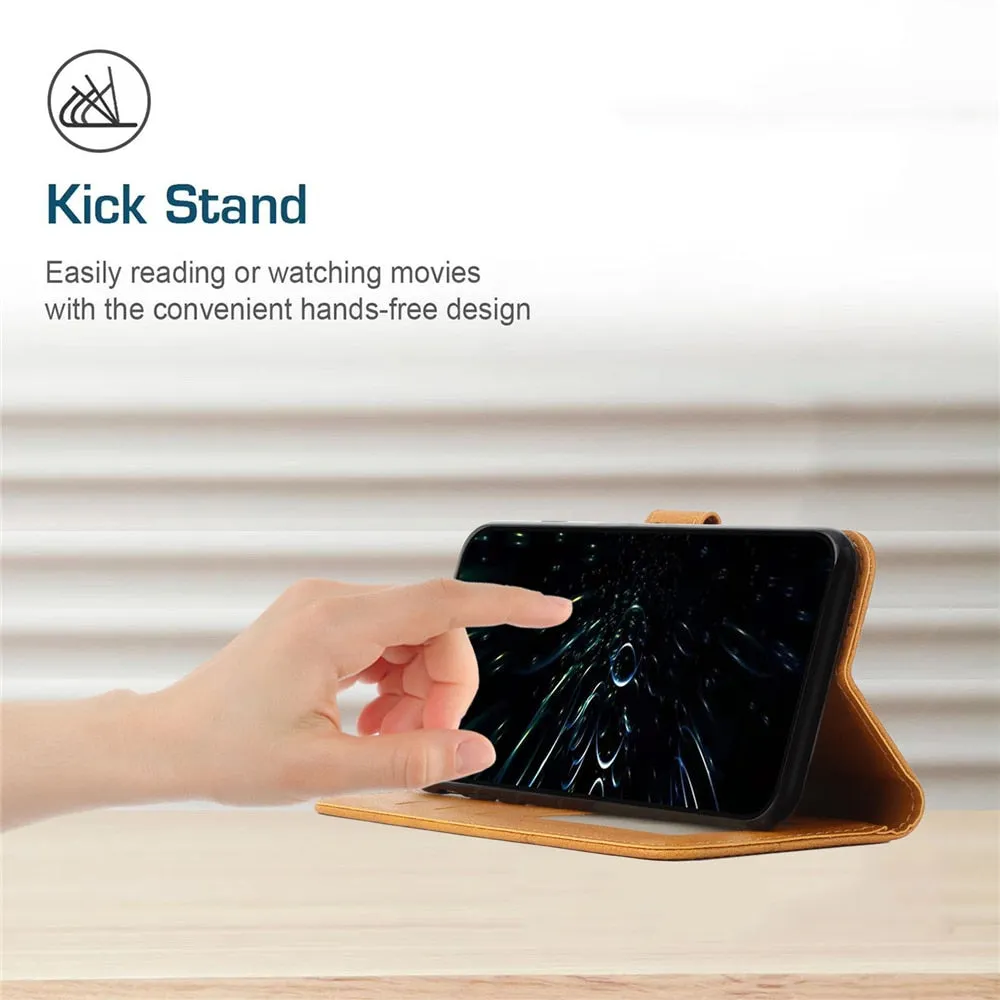 Anymob iPhone Case Black Flip Leather 360 Protect Wallet Mobile Phone Case Cover