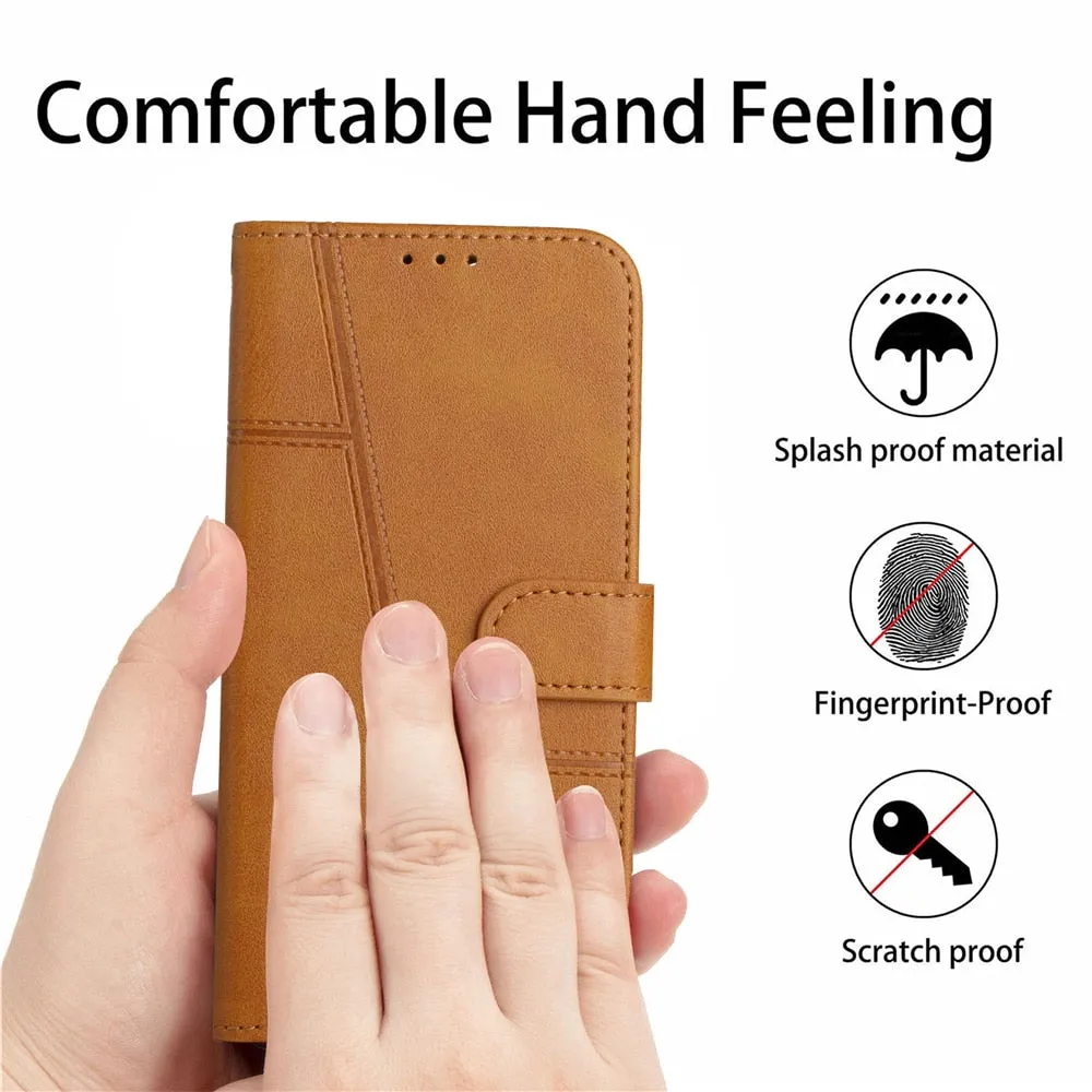 Anymob iPhone Case Black Flip Leather 360 Protect Wallet Mobile Phone Case Cover