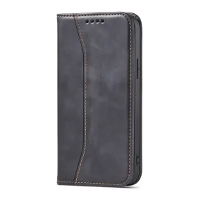 Anymob iPhone Case Black Magnetic Flip Book Style Wallet Protection Cover