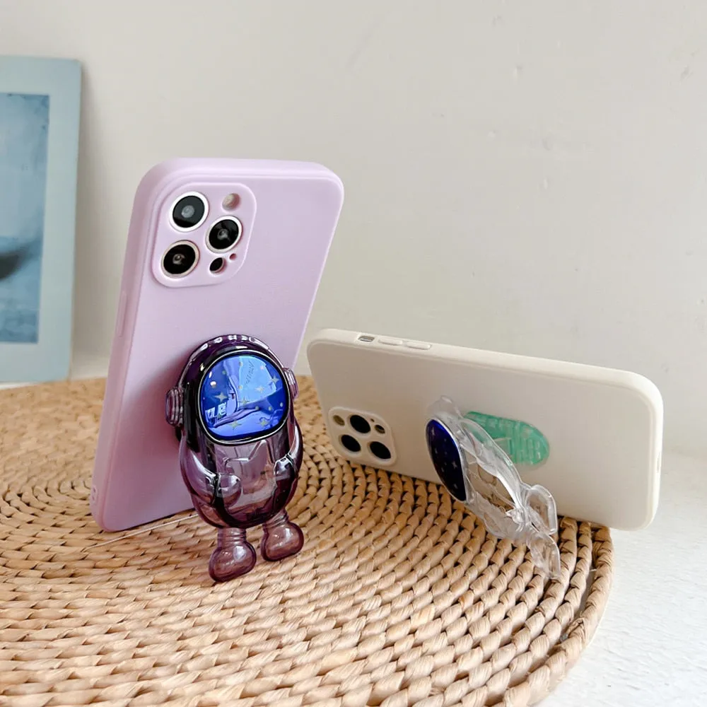 Anymob iPhone Case Black Transparent Astronaut Kickstand Shockproof Silicone Cover