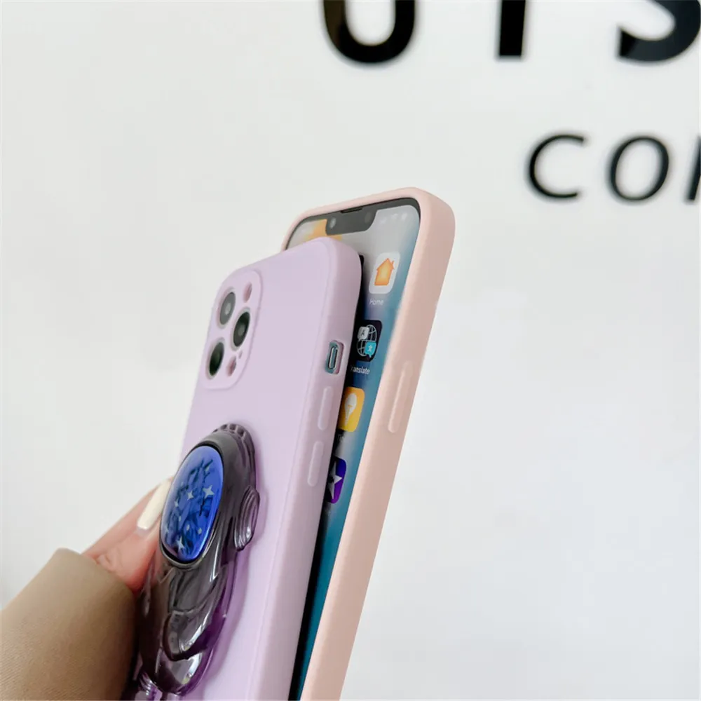 Anymob iPhone Case Black Transparent Astronaut Kickstand Shockproof Silicone Cover