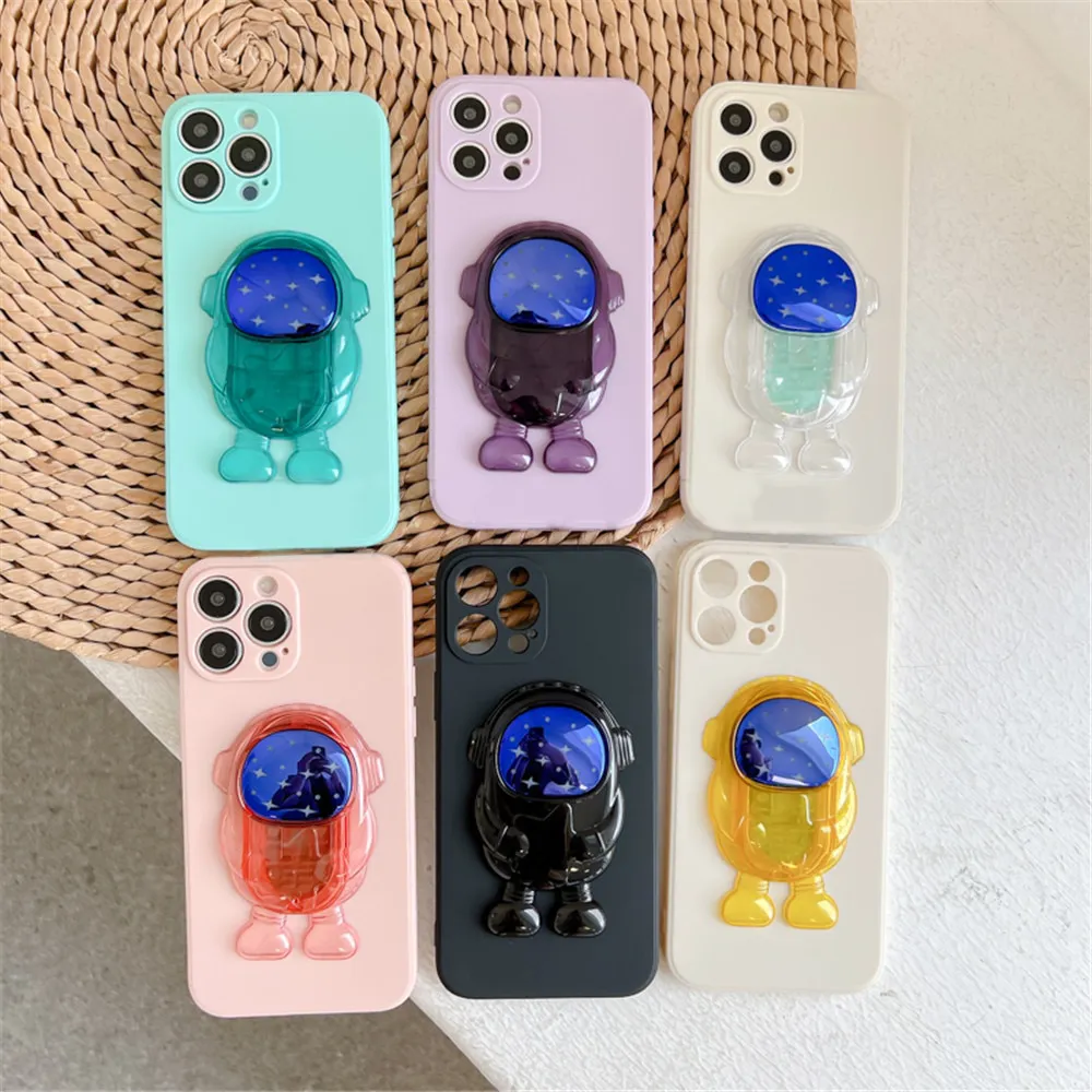 Anymob iPhone Case Black Transparent Astronaut Kickstand Shockproof Silicone Cover