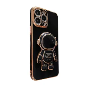 Anymob iPhone Case Black Universal 6D Astronaut Foldable Holder Phone Cover