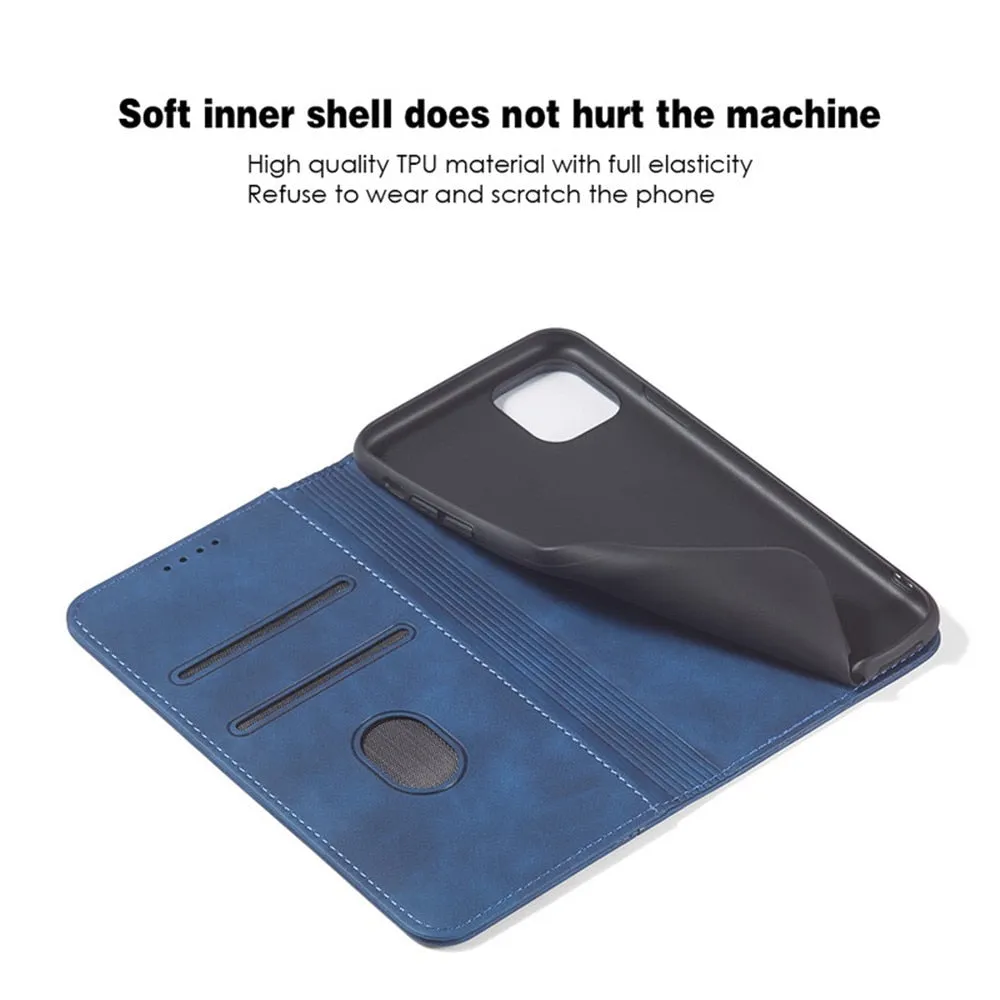 Anymob iPhone Case Blue Magnetic Flip Book Style Wallet Protection Cover